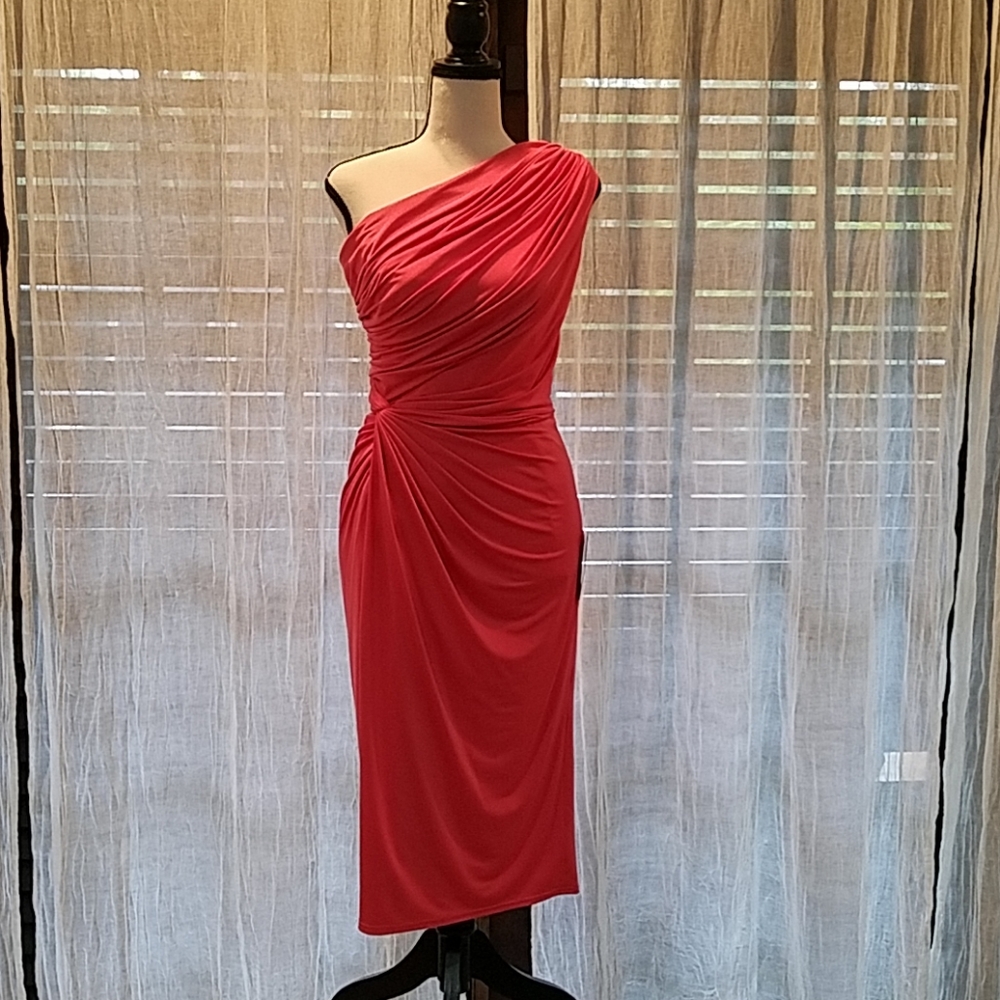 Tadashi Collection One Shoulder Dress/Coral/NWT/6